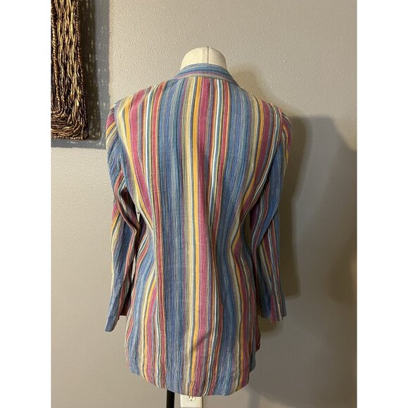 Soft Surroundings Top XS Striped Embroidered Beaded Cotton Tunic Long Sleeve - Picture 7 of 9